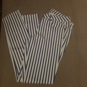 Denium Blue striped White Pants